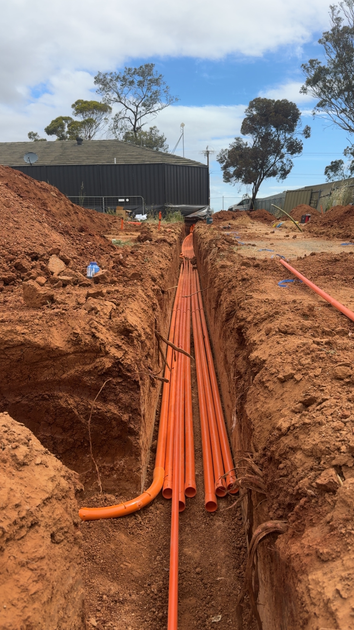 Conduits laid in an open trench